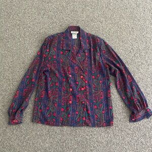 1980’s Select by Elite Manhattan Blue Paisley Blouse | Made in Hong Kong